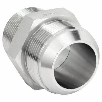 AEROQUIP Hydraulic Hose Adapter: 1 1/4 in x 1 1/2 in Fitting Size, Male x Male, NPTF x JIC - NPTF-to-JIC Steel Hydraulic Hose Adapters