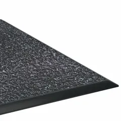 Indoor/outdoor medium-traffic scraper-dryer mat with spaghetti-loop construction. Measures 3 ft x 5 ft, 1/2 in thick, made of polypropylene. Traps dirt and moisture from shoes to reduce slip hazards and floor wear in entryways, lobbies, and industrial facilities.