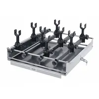 This separating funnel attachment is designed for use with compatible IKA shakers to hold up to four 1,000 mL funnels during mixing or extraction processes. It measures 20 inches in overall length and 19 inches in overall width. Common applications include liquid-liquid extraction and sample preparation in laboratory settings