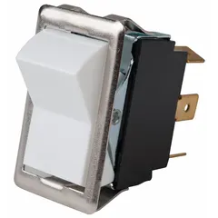 Replacement rocker switch with drop cord for HVACR systems. Used to manually control power on/off in heating, ventilation, air conditioning, and refrigeration equipment.