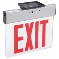 Edge-lit Exit Sign: 2 Faces, Red, Aluminum, Universal Field Selectable Chevrons, LED, Silver (MPN EDGNY 2 R EL M4)