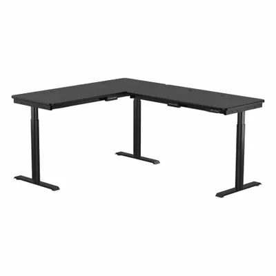 VERSADESK Standing Desk: Black, Wood, 72 in Overall Wd, 72 in Overall Dp - Electric Adjustable-Height Desks