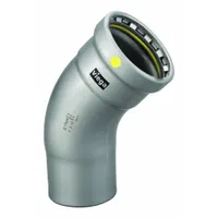 VIEGA MEGAPRESS Crimp Elbow Fitting: 4 in Pipe x 4 in CTS Size, Press-fit x FTG, Carbon Steel, HNBR (MPN 28655)