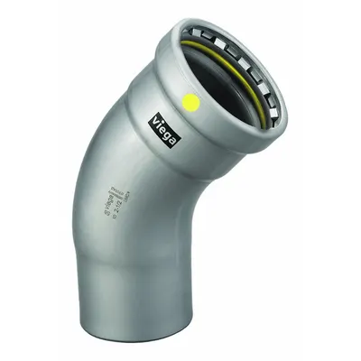 VIEGA MEGAPRESS Crimp Elbow Fitting: 4 in Pipe x 4 in CTS Size, Press-fit x FTG, Carbon Steel - Gas Steel Press Pipe Fittings