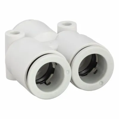 SMC KQ2U12-00A Polybutylene Terephthalate Push-Fit Wye Fitting, White, 12 mm OD - Polybutylene & Brass Tube Fittings