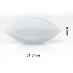 Egg-shaped stir bar made of Alnico for strong magnetic coupling. White finish, autoclavable for sterile applications. Measures 31.8 mm overall length by 15.9 mm diameter. Suitable for stirring solutions in beakers, flasks, or vessels with magnetic stirrers.