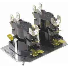 Electric sequencer for staging heating elements in HVAC systems. Controls the order and timing of electric heat stages to prevent electrical overload. Used as a replacement part in compatible heating and cooling equipment.