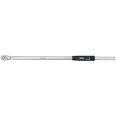 This electronic torque wrench features a standard head and supports multiple units including foot-pound, inch-pound, and newton-meter. It provides audible and visual indicators for precise torque application. Suitable for general fastening tasks requiring accurate torque control.