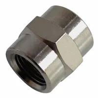 This threaded medium-pressure pipe fitting is a 180° return (U-bend) for reversing flow direction in piping systems. Constructed of nickel-plated brass, it has 1/4 in male threads on both ends and a maximum operating pressure of 870 psi. Overall length is 55/64 in