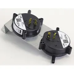Replacement pressure switch for HVACR systems. Monitors and controls refrigerant or air pressure to protect compressors and other components. Opens or closes electrical contacts at preset pressure thresholds for safe operation.