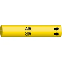 Pipe Marker: Air, Yellow, Black, Fits 3/4 to 1 3/8 in Pipe O.D., 1 Pipe Markers, With Arrows (MPN 4003-A)