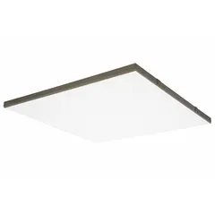 This Dayton drop-in panel radiant electric ceiling heater provides 375W of heat output, operating on 120V AC, 1-phase power. The white housing is designed for surface mounting and measures 24 x 24 x 1 inches. Suitable for use in spaces with drop ceilings, such as offices, lobbies, or small workshops, where quiet, fan-free radiant heating is desired.