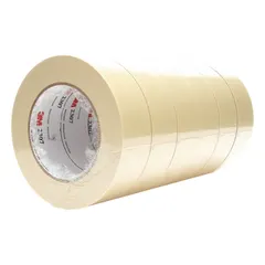 General purpose masking tape with crepe paper backing and rubber adhesive. Designed for indoor use on wood surfaces. Provides clean paint lines and temporary holding during painting, finishing, or light-duty bundling. Tan color, 5.2 mil thick, 1-3/8 in wide, 60 yd length.