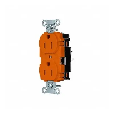 HUBBELL Receptacle: Duplex, 5-15, Orange, 125V AC, 15 A, 2 Pole / 3 Wire (MPN 5252STO) - General Purpose Receptacles