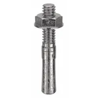 18-8 stainless steel wedge anchor with 1/4" diameter and 1/4"-20 thread size. Designed for fastening into solid concrete. Suitable for outdoor, marine, or high-moisture environments. Supplied in a 100-pack