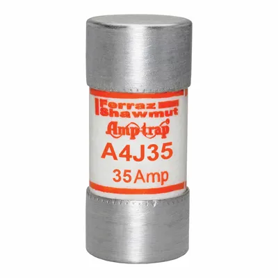 MERSEN Fuse: A4J Series, Class J, Cylindrical Body, Fast-Acting, 35 A, 600 V AC - Fast-Acting Cylindrical Fuses