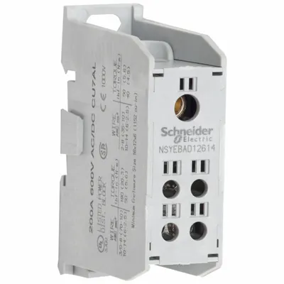 SCHNEIDER Power Distribution Block: Finger-Safe, Lug, Lug - Finger-Safe Blocks with Lugs
