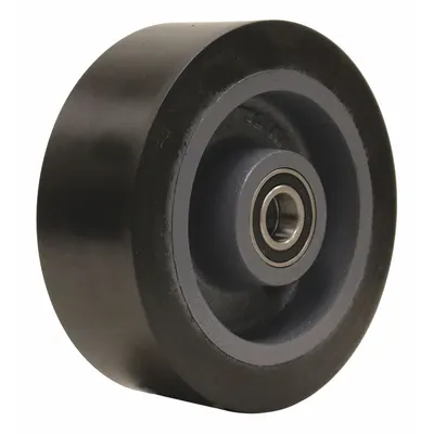 OEM Polyurethane Tread on Iron Core Wheel, 8 in Dia, 3 in Wd, 3,250 lb Load, Black - Polyurethane Tread on Iron Core Wheels