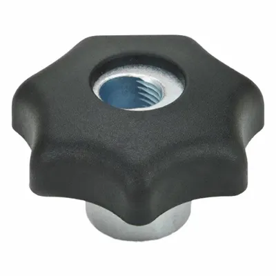 JW WINCO Quick Release Hand Knobs: 7 Point, Plastic w/ Steel Thread, M8 Thread - Quick-Release 7-Arm Knobs