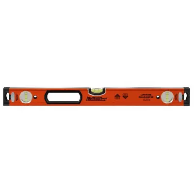 JOHNSON LEVEL HD Aluminum Box Level: Level & Plumb, Box, Cushioned, Cushioned, 24 in Overall Lg - Standard Box Levels