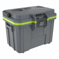 This PELICAN standard chest cooler has an 8 qt capacity, holding up to 8 cans with 1 day ice retention. Suitable for short-duration cooling of food and beverages during outdoor activities, job sites, or transport. Gray finish; drain plug and wheels not included