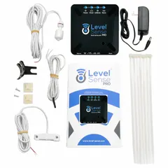 This Wi-Fi enabled liquid level alarm operates on 12V DC and includes a vertical float switch. It features battery backup, auto/manual operation, a 100 dB audio/visual alarm, and 2 alarm inputs. Suitable for detecting water leaks and high liquid levels in basements, sump pits, and commercial areas.