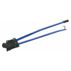 This combination tool cuts and bends steel rebar up to 5/8 inch in diameter. It bends rebar at angles from 90° to 180° using a single head. Suitable for rebar fabrication in concrete reinforcement and construction applications.
