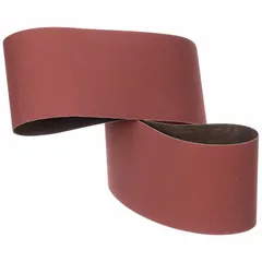 Ceramic abrasive belt with YF weight polyester backing for cool-cutting on stainless steel and soft metals. 120 grit, 6 in width x 90 in length. Suitable for precision grinding and finishing in metal fabrication and maintenance applications. 20-pack.