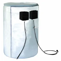 This blanket heater is designed for 55-gallon drums and buckets, operating on 230V AC with 3200W power output. It provides a temperature range of 50°F to 450°F and is rated IP40 for indoor use. Suitable for heating viscous materials such as oils, chemicals, or adhesives to facilitate handling and processing.