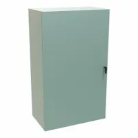 This steel washdown enclosure from HAMMOND measures 60 x 36 x 20 inches and features a solid hinged cover with latch closure. Rated NEMA 12/3R/4, it provides protection against dust, dripping water, rain, sleet, and hose-directed water, making it suitable for both indoor and outdoor industrial applications. Knockouts are not included