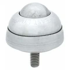 Threaded-stud mount ball transfer with 1 in ball diameter, 75 lb load capacity, and 1 3/8 in projection. Used in material handling systems to enable omnidirectional movement of loads at conveyor transfer points, packaging lines, and workstations.