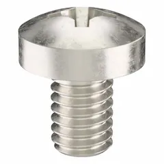 These pan head machine screws feature an M4x0.70 thread, 6 mm length, and are made from 18-8 stainless steel with a plain finish. They have a Phillips drive with #2 drive size and are supplied in a 100-piece pack. Commonly used for fastening components in machinery, electrical enclosures, and assembly fixtures where a low-profile, corrosion-resistant fastener is required.