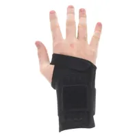 Ambidextrous wrist support in black, size L Ergonomic Support, fitting wrists 6-3/4 to 7-1/2 in. Double strap design provides adjustable compression and stabilization. Suitable for reducing strain during repetitive tasks in assembly, packaging, and light maintenance work