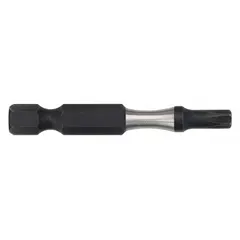 This impact-rated Torx bit is designed for driving T10 Torx head fasteners in assembly and repair tasks. It features a hex shank for secure grip in impact drivers and power tools. Constructed from alloy steel, it comes in a 25-pack.