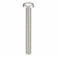This #10-24 thread size, 1-3/4 in long machine screw features a pan head with Phillips drive (size #2). Made from 316 stainless steel with a plain finish, it offers corrosion resistance for fastening in metal assemblies, equipment, and machinery. Supplied in a 10-pack.