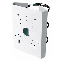 Aluminum pole adapter in ivory finish for mounting Transcendent series equipment. Includes mounting hardware and uses screw attachment for secure installation on poles. Suitable for outdoor or industrial environments where corrosion resistance is required.