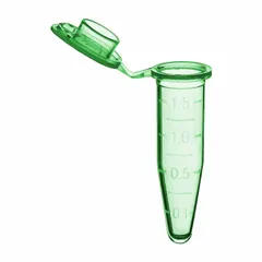 Microcentrifuge Tube, Polypropylene, 1.5 mL, Green, Conical Bottom, Graduated, with Cap (C2000-G)