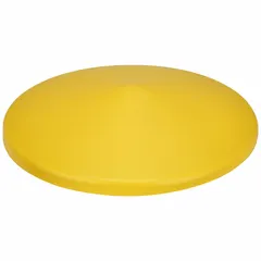 This yellow drum funnel cover, 5 inches in diameter, provides a non-spark-arresting closure for drum funnels. It is designed to keep debris out and contain spills during fluid transfer operations. Suitable for use with compatible drum funnels in industrial fluid handling applications.
