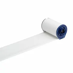 White wax/resin single-color printer ribbon for industrial label printing. Chemical-resistant and RoHS compliant. Designed for use with Brady i7500 printer series. Suitable for producing durable labels in harsh environments.