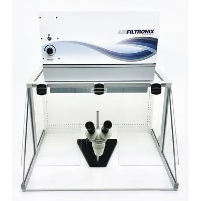 GLAS-COL Sloping Ductless Workstation: Microscope Cut-Out, 30 in Overall Wd, 35 in Overall Ht - Light Duty Ductless Fume Hoods & Enclosures