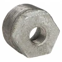 Medium-pressure threaded pipe fitting, straight pattern, made of malleable iron. Rated for 300 psi at 150°F. Used to connect or extend piping in industrial systems such as plumbing, HVAC, and process lines