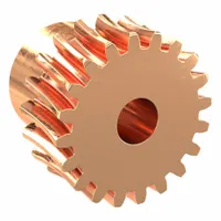 Metric worm wheel with module m 1, 20° pressure angle, right-hand helix, and non-ground tooth finish. Made of bronze. Used in power transmission systems for speed reduction and torque multiplication, commonly applied in conveyors, indexing tables, and industrial machinery
