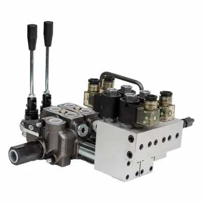 HYDRO CUSTOM Hydraulic Directional Control Valve: Four-Way / Three Positions - Stack Valve Working Sections