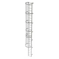 TRI-ARC Fixed Ladder with Safety Cage: 25 ft Overall Ht, 18 in Overall Wd, Steel, 26 Rungs (MPN WLFC1126)