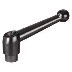 Ball-style adjustable handle with a threaded hole for manual clamping, positioning, and adjustment on industrial machinery, jigs, and fixtures. Features a zinc body with steel thread, 1/4"-20 thread size, and 64 mm length. Allows secure fastening and easy repositioning without tools.