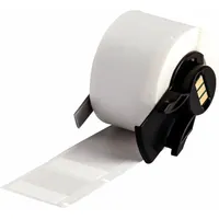 White matte vinyl precut label for permanent wire identification. Wraps around wires from 16 AWG to 8 AWG. Compatible with M610 printer series; requires M61-R4310 ribbon. Used for industrial panel and cable marking