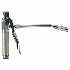 This non-metered manual dispense gun from LINCOLN features a steel nozzle body and a 1/4 in NPTF connection. With a maximum flow rate of 25 cu in/min, it is suited for transferring lubricants or other fluids from drums in industrial maintenance, automotive service, and manufacturing settings where operator-controlled dispensing without integrated metering is required.