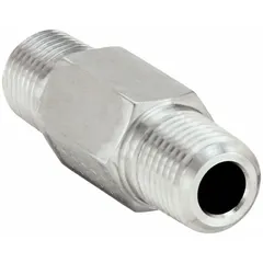 This straight threaded pipe fitting is made from 316 stainless steel, rated for 7200 psi. It has a 1/4 in x 1/4 in size and a 2 in length. Used in high-pressure hydraulic and pneumatic systems requiring a straight connection.