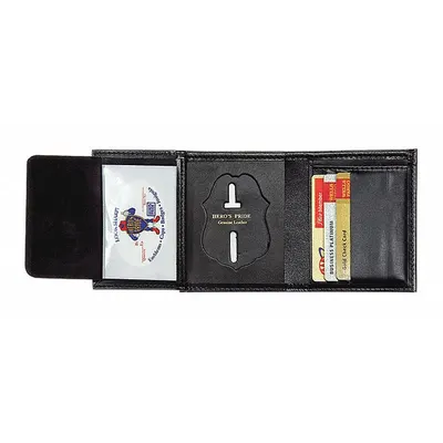 HEROS PRIDE Badge Holder, 2-3/4 in x 2-3/4 in, Black Leather - Badge Holders