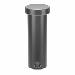 Steel clevis pin with 1/2 in diameter and 1-1/2 in shank length. Supplied in a 10-pack. Used to connect a clevis to a rod or other component, forming a removable pivot point in machinery and equipment linkages.